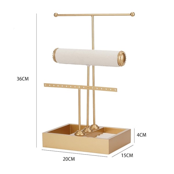 T-formet smykkeholder ring opbevaringsskab display stand