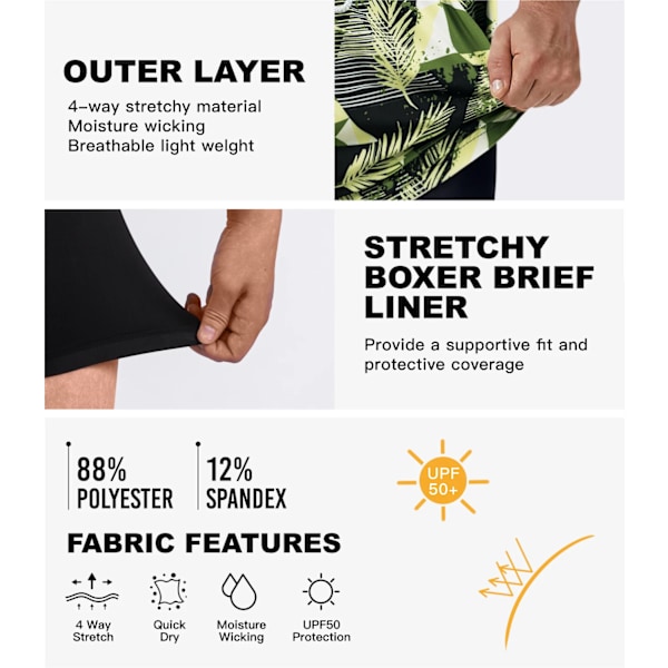 SURFCUZ badbyxor med kompressionsfoder, stretchbadshorts Mörkröd‘-HJ- Dark Red L