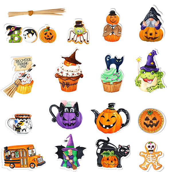 64 Halloween-kupkakoristetta, pelottavat juhlatavarat, lepakot ja kallotikut
