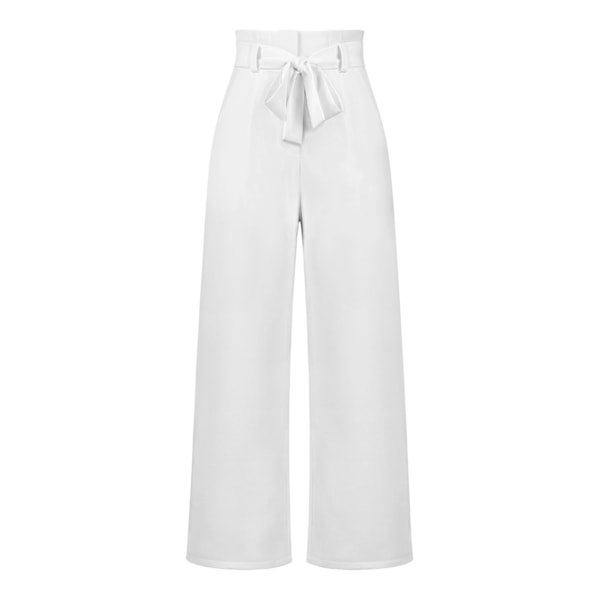 Women's suit pants, casual and versatile wide leg pants with belt temperament, commuting pants, summer white XL white