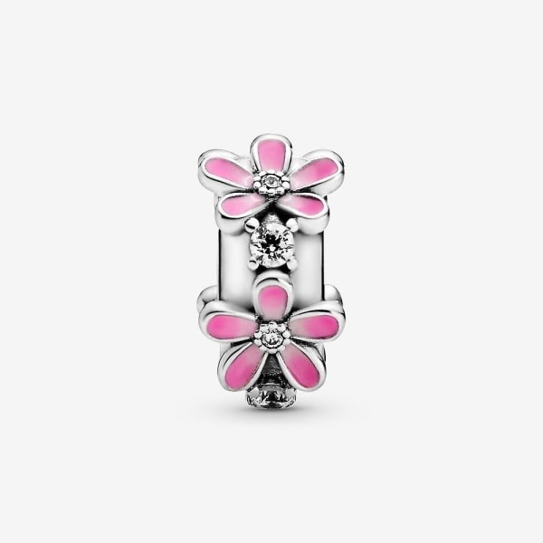 Äkta Pandora S925 Herr Dam Sterling Silver Rosa Daisy Clip Berlock