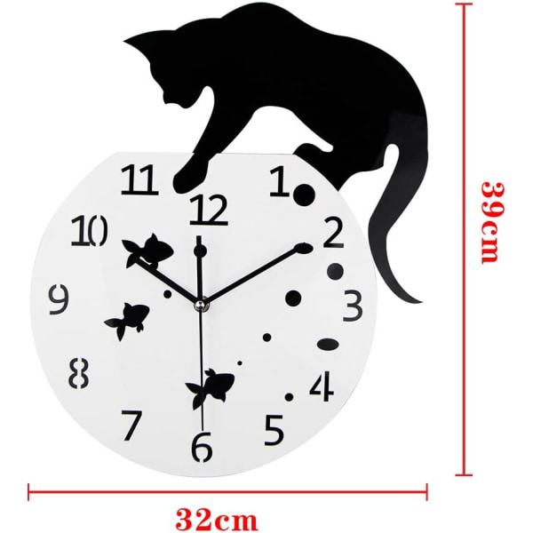 FishbowlCatClock/Creative WallClocks/DIYHomeDecorationWatch/CatonClockVardagsrumMirror3DWallDesign