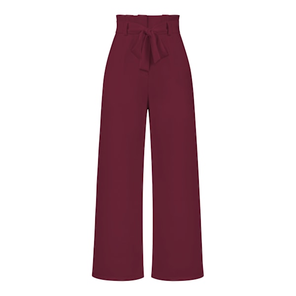 Women's suit pants, casual and versatile wide leg pants with belt temperament, commuting pants, summer Wine Red L Wine Red