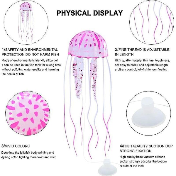 6 st Luminous Jellyfish för Akvarie Dekoration