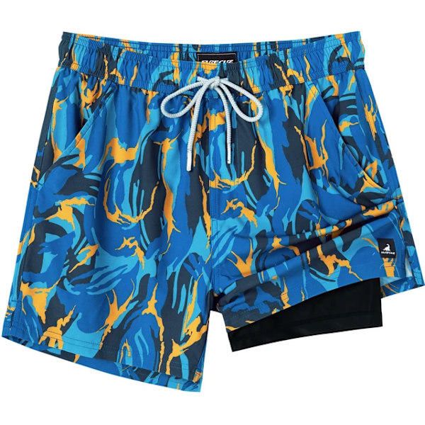 SURFCUZ badbyxor med kompressionsfoder, stretchbadshorts, mörkblå-Po- Dark Blue M