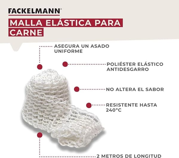 Elastiskt köttnät, slakternät för fyllt kött, stekar, rökt kött eller oxfiléer, tillverkat av polyester, vitt, ca 2 m längd, 1 enhet-FY-