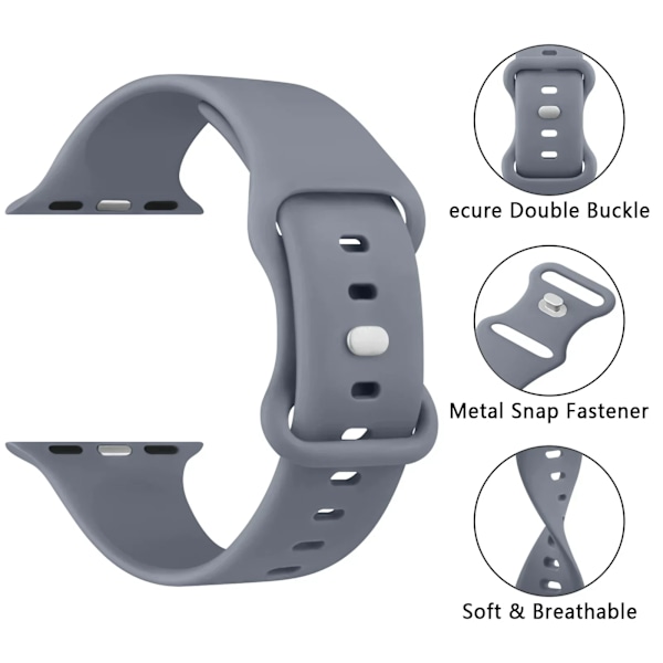 Mjukt silikonband för Apple Watch 8 7 6 5 4 3 SE Armband för IWatch Ultra 49mm 45mm 41mm 40mm 44mm 38mm 42mm klocka Blue Gray