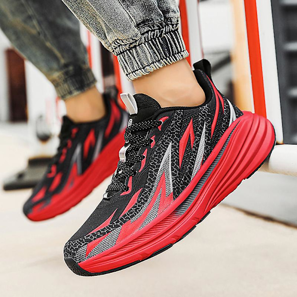 Herrsneakers Andas sportssko Mote løpesko 3Clt179 BlackRed BlackRed 44