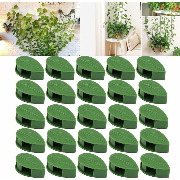 Förpackning med 100 st stänkväggstillbehör Väggklämmor för klätterväxter, självhäftande bladformade väggklämmor för väggklätterväxter.
