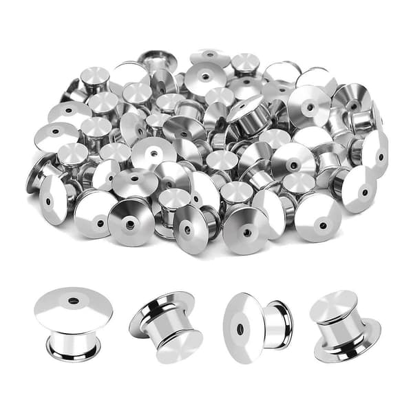 40 Pcs Locking Pin Backs Metal, Locking Pin Clasp for Brooch Enamel Lapel Pin-FY-