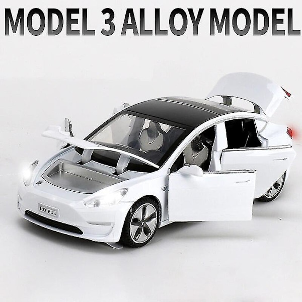 1:32 Tesla Model X Model 3 Model S Model Y Metalliset Autot Mallit Diecasts Leikkiautot Ääni Ja Valo Lasten Leikkikalut Lapsille Lahjat Poika Leikki Model 3 White