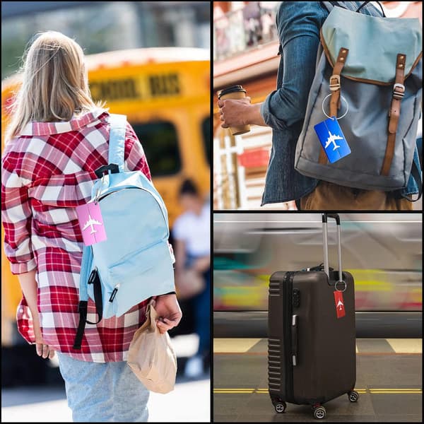 8-pack bagagebrickor i metall med ID-information för resväskor och resväskor-FY-