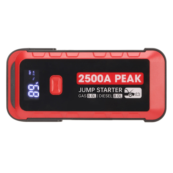 Bilbatteri Startbooster 2500A 25800mAh USB Snabbladdning LCD-skärm Bärbar Startbooster för 12V Fordon Camping