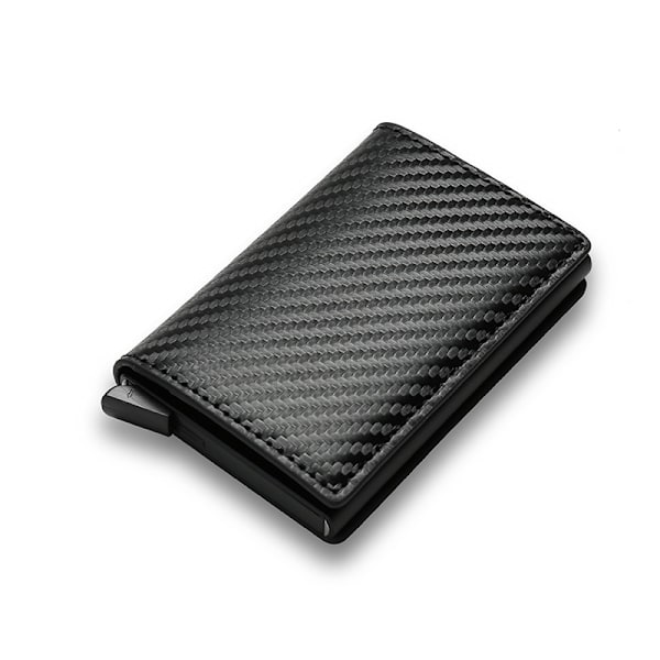 RFID-kortholder Kredittkort Metallkortveske Herre Flere kortplasser Lommebok Tyverisikring Sveip Automatisk popup Carbon Fiber Black