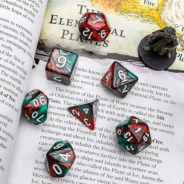 Dnd-tärningar, 6 x 7 set polyedriska dubbelfärgade tärningar påsar för fängelsehåla och drakar Mtg Bordsspel Rpg Dnd D20 D12 D10 D8 D4