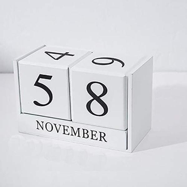 Kalenderblok, Vintage Trækalender, Evighedskalender i Træ til Skrivebord, Måneds- og Datovisning, Dekoration til Hjem og Kontor