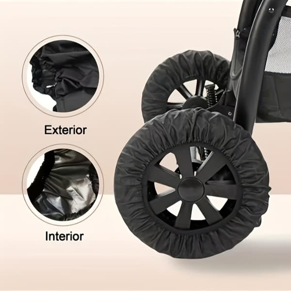 4 pcs Stroller Wheel Covers, Dustproof Polyester Protectors for Home Entry & Travel-FY-