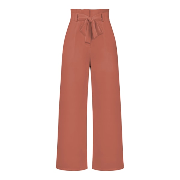 Women's suit pants, casual and versatile wide leg pants with belt temperament, commuting pants, summer Brick red M Brick red