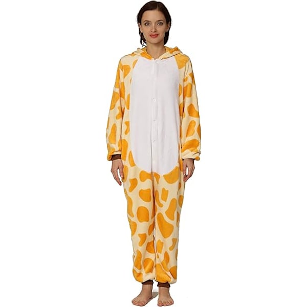 Unisex Vuxenpyjamas Djurdräkt Cosplay En-Delad Pyjamas (Dragkedja Version Giraff) - L