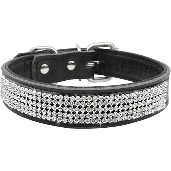 Beirui hundhalsband med strass - mjukt bling äkta vadderat läder tillverkat gnistrande kristalldiamanter nitade - perfekt för husdjursutställning