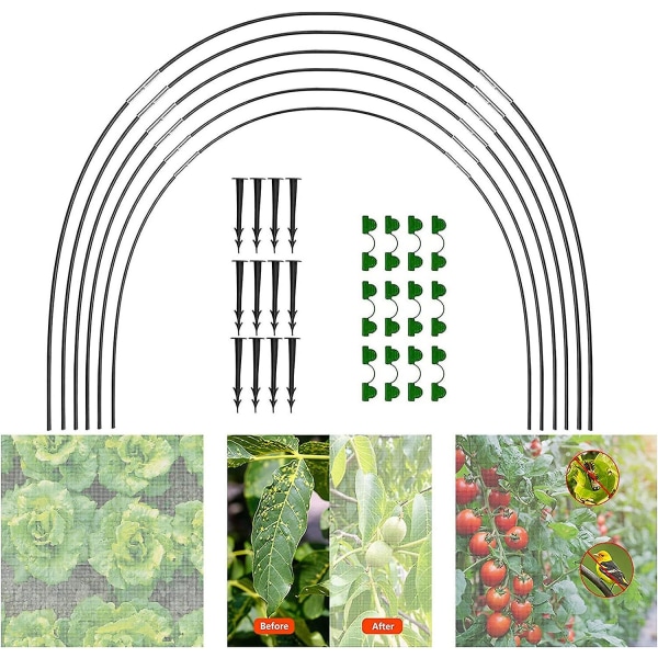 Trädgårdsbågar för nät, trädgårdsbågar Växthusram, växthusram Trädgårdsbågar, DIY växthusbågehussats, Polytunnelstödram för Gard 18pcs (6 Pieces)