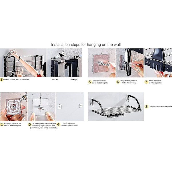 Radiator Torktumlare, Balkong Torktumlare, Vägg Torktumlare, Fällbar Torkställning, Rostfritt Stål, Utdragbar, Hängande Torktumlare (51-95 Cm), Vindtät