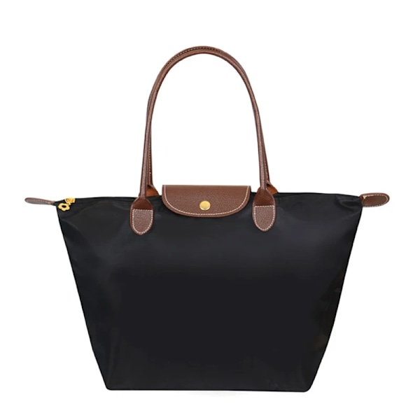 Vandtæt Nylon Dumpling Håndtaske Tasker Dame Stofpose Dame Håndtaske med stor kapacitet til Rejsetaske Foldbar Casual Skuldertaske Sort Black Black l