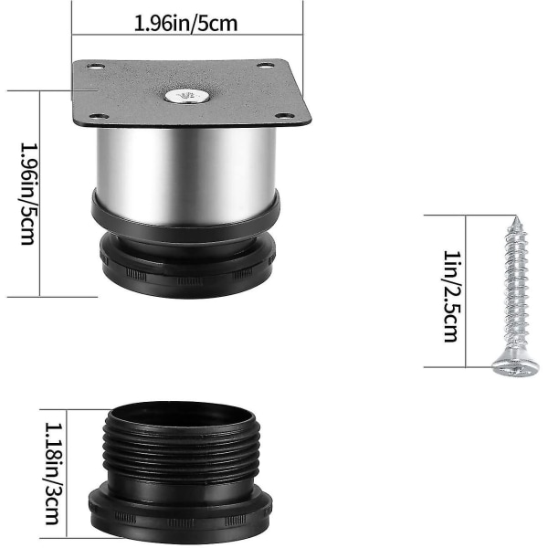 4 ställbara möbelben, höjdjusterbara metallbordsben, kök