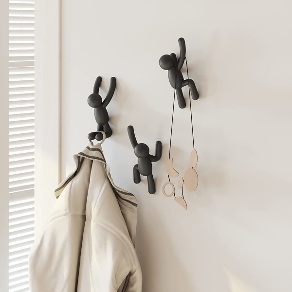 Buddy Hooks assortert. Buddy Wall Hooks - Dekorativ klesstativ, sett med 3, svart.