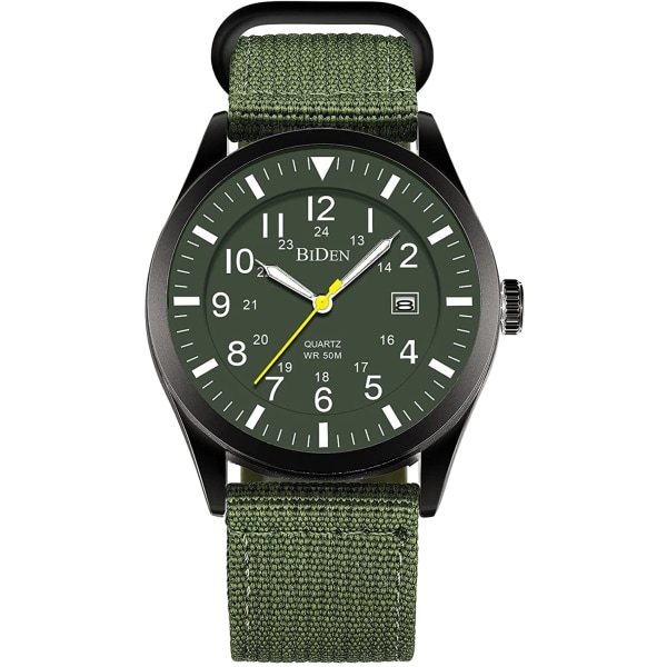 Herrklockor Military Army Watch Analog Quartz Unisex vattentäta klockor (svart grön)