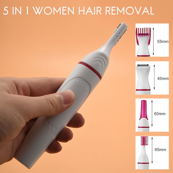 5 i 1 hårfjerning for kvinner elektrisk barbermaskin Trimmer for øyenbryn underarm Bikini hårfjerning1
