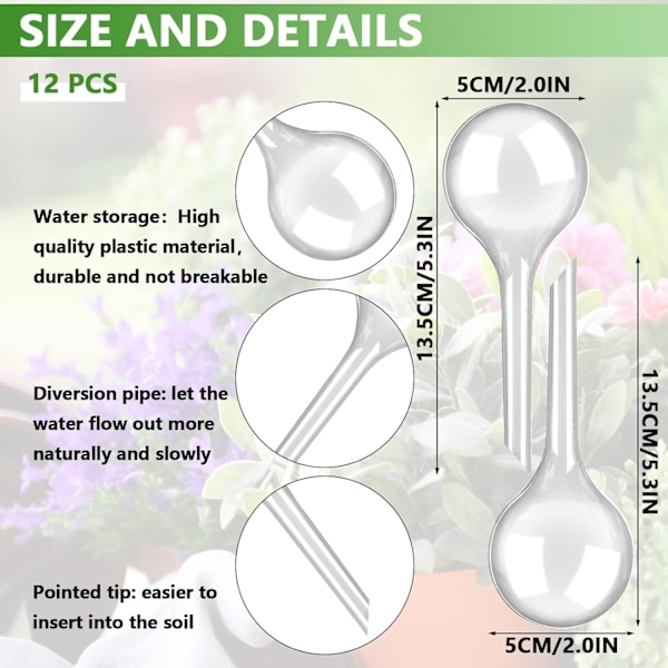 12-pakke plantevanningskule Automatisk vanningskule Plast Automatisk vanningskule Hageplante innendørs utendørs vanningskule