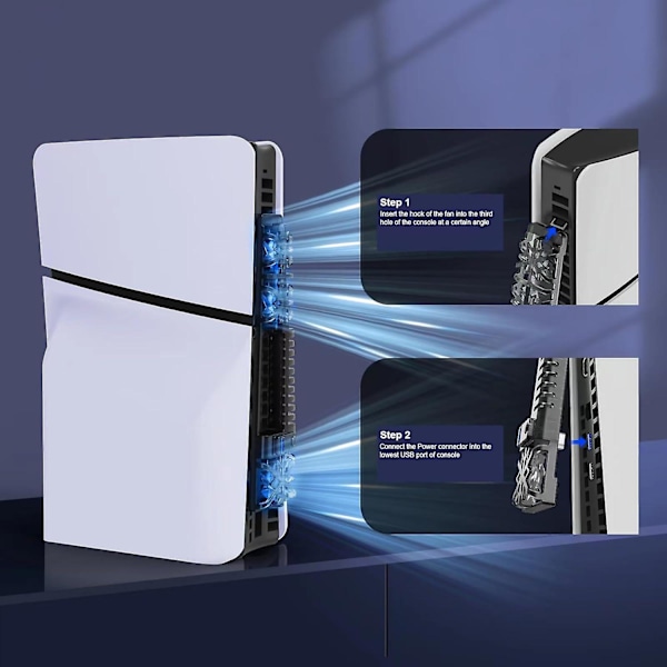 PS5 Slim -jäähdytystuuletin, päivitetty hiljainen jäähdytystuuletin RGB-LED-valoilla, tehokas ulkoinen jäähdytysjärjestelmä PS5 Slim -konsolille UHD/DE