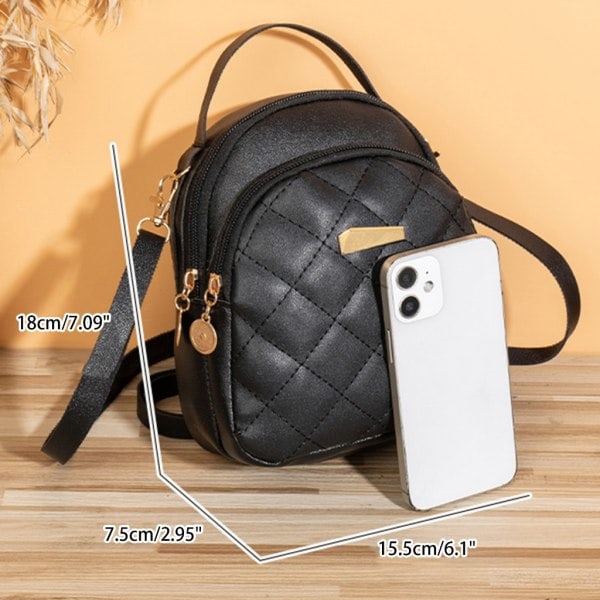 Quiltad Ryggsäck för Kvinnor Matchande Ryggsäck Dam Liten Telefonväska Flickor Skolväska PU Läder Casual Ryggsäck Brun Brown