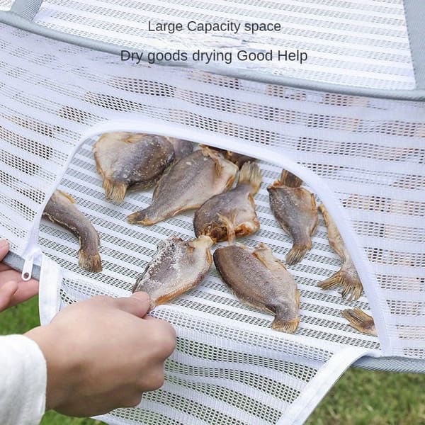 3-tier foldable mesh drying rack with zipper, space-saving drying net for herbs and food for home and camping-FY- 1PC-3 layers