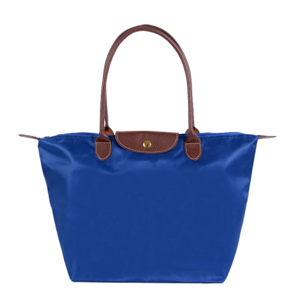 Vandtæt Nylon Dumpling Håndtaske Tasker Dame Stofpose Dame Håndtaske med Stor Kapacitet til Rejsetaske Foldbar Casual Skuldertaske Blå Blue M