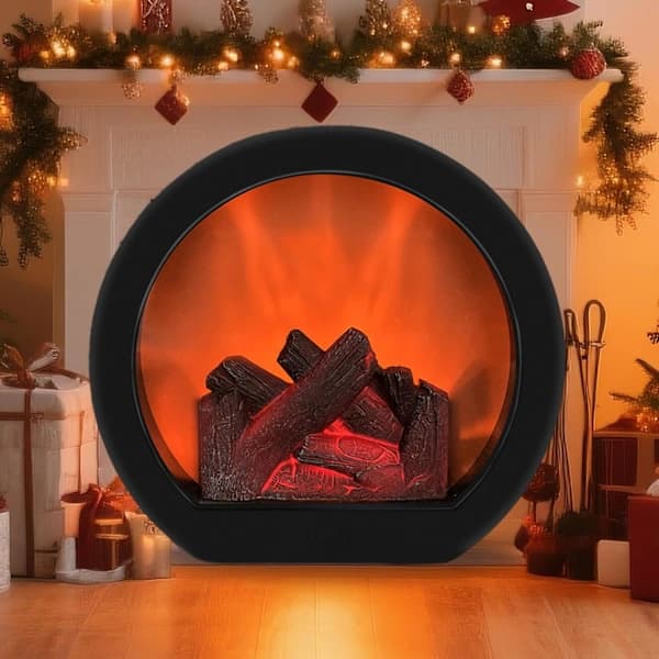 LED Fireplace, Table Lamp Fireplace, Touch Control, Electric Fireplace with Flame Effect, USB and Batteries, Fireplace Simulation, A-FY-