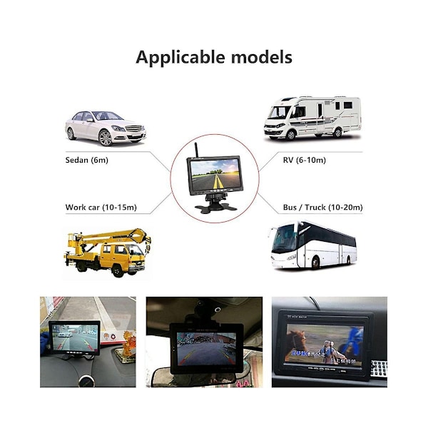 7-tommers Trådløs Monitor Vandtæt Køretøj 2 Bakkamera Kit TFT LCD Monitor Parkeringshjælp til Bus Husbåd Lastbil Autocamper - Perfekt-X42-