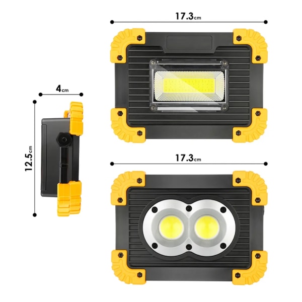 Uppladdningsbar LED-byggprojektor: 30W, 3000lm, kallvit COB-strålkastare