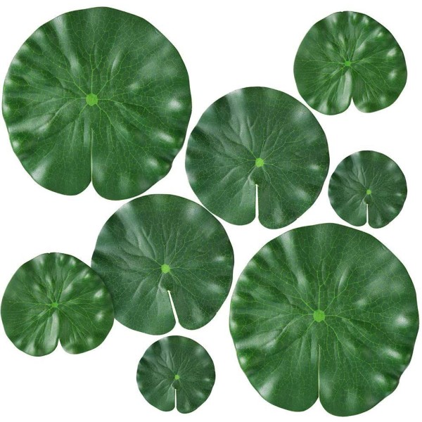 Pack 4 Sizes Artificial Water Lily Pads for Floating Plants and Lifelike Lotus Leaves for Home, Garden, Ponds, Pool, Aquarium, Landscape