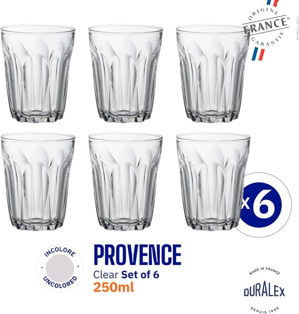 Provence vattenglas 250 ml utan fyllnadsstreck, 6-pack