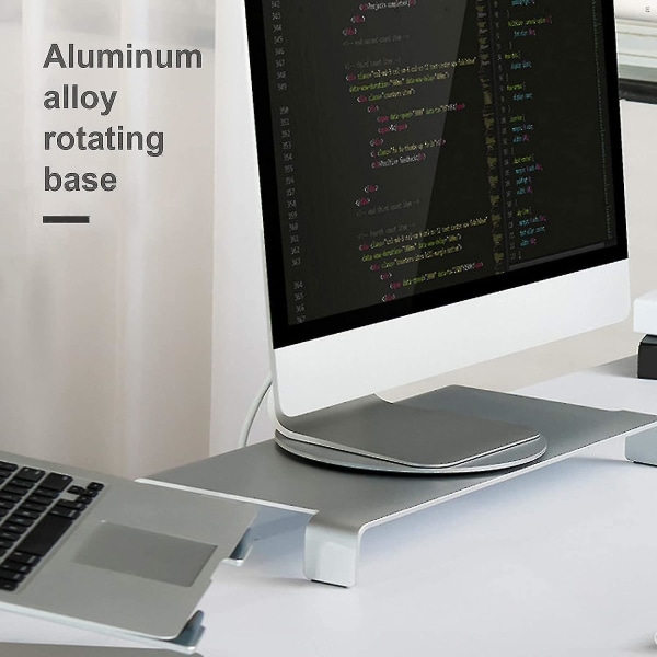2024 360 graders rotationsskærm drejelig base, sølv aluminiumlegering computerskærm drejeskive stativ, roterende drejelig base til Imac-skærm drejelig stativ
