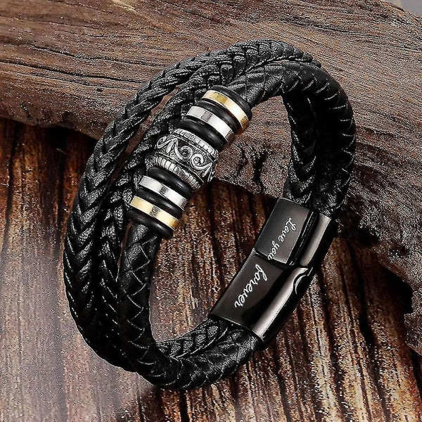 Til min søn - Elsker dig for evigt læderarmbånd, herr Flätat Läder Armband Armband Armband Armband