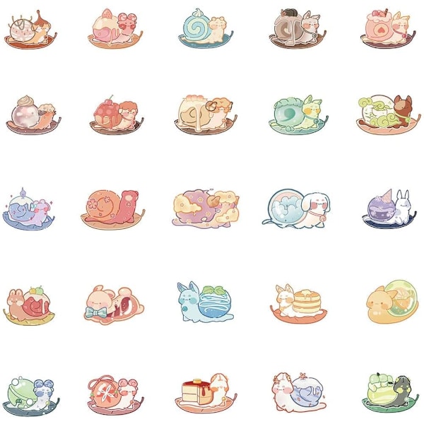 50 stk Kawaii-klistermærker, æstetiske klistermærker i sæt Snigel