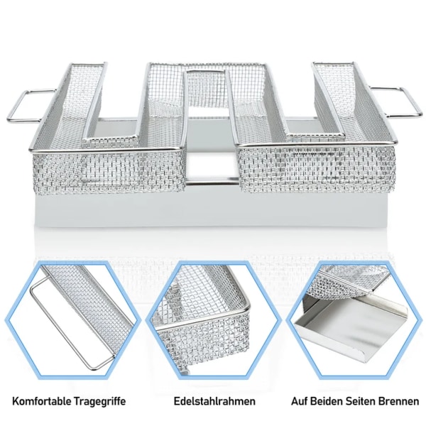 Rustfrit koldrøgnings-BBQ-ryger spiral 22,5