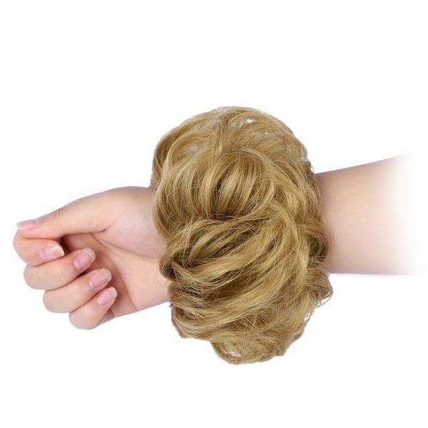 1 st Messy Hair Bun Hair Scrunchies Extension Curly Wavy Messy Syntetisk Chignon för kvinnor Updo Hairpi Strawberry Blonde & Bleach