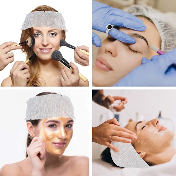 100 st engångsspa-pannband, mjukt non-woven ansiktsduk elastiskt hudvårdshårband