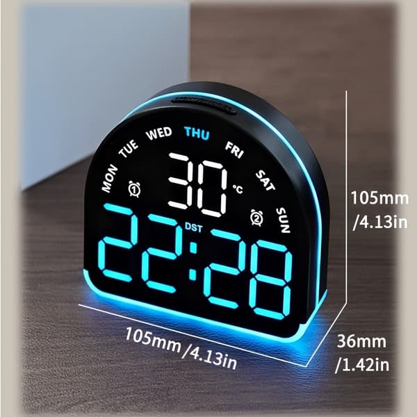 LED Digital Väckarklocka med Temperaturdisplay – Tyst, USB-driven, Stor Skärm för Sovrum Black/Green