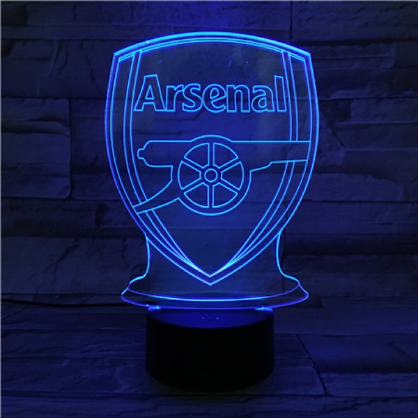 Arsenal FC USB 3D Anime Natlampe Atmosfærisk LED Bordlampe Julegaver til Fodboldelskere Dekorativ Lampe til Børneværelset