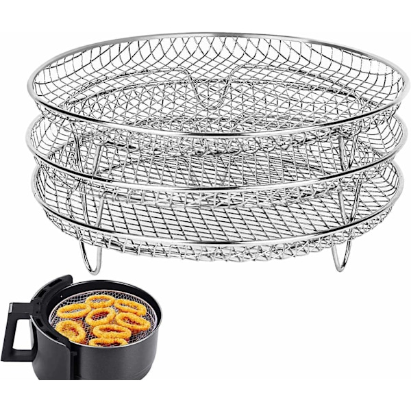 3-pakning Airfryer-stativ i rostfritt stål Silver Silver